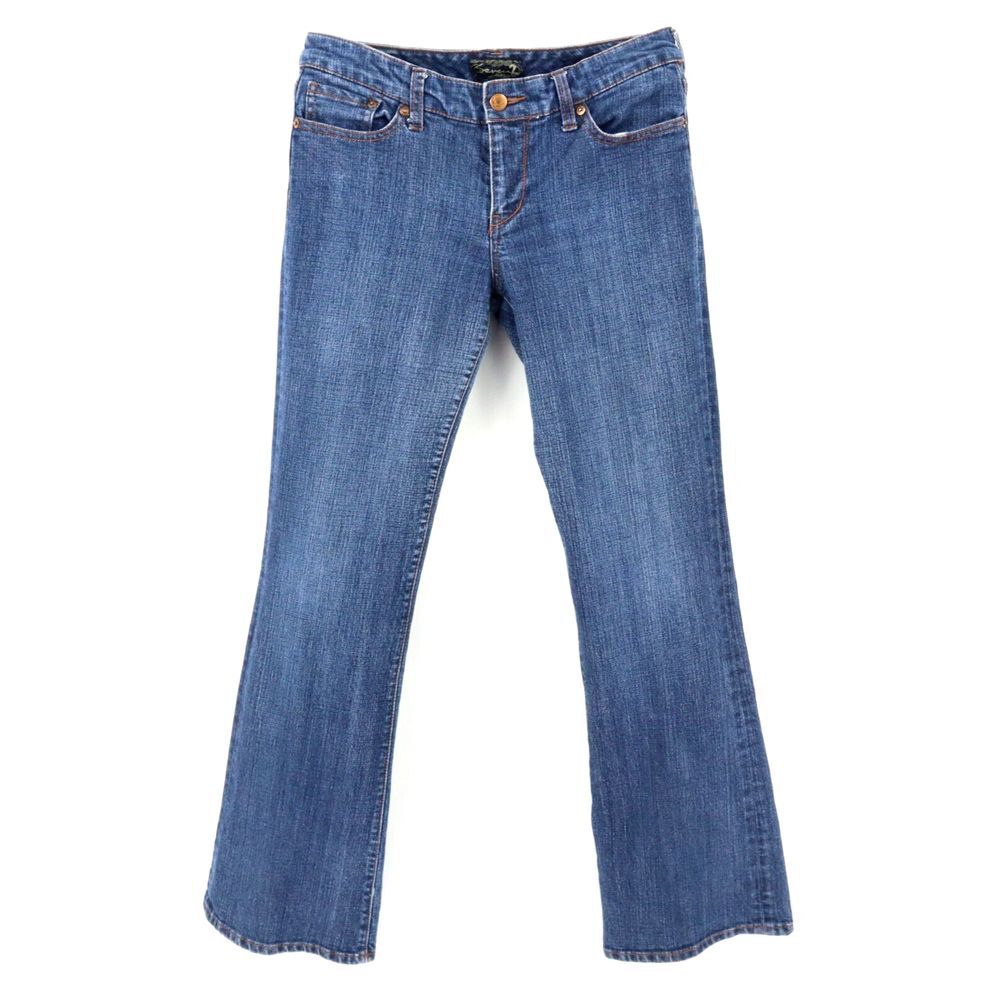 Seven7 Jeans Low Rise Flared Leg Women WAIST SIZE: 32 INCHES Blue‎ Stretch Denim